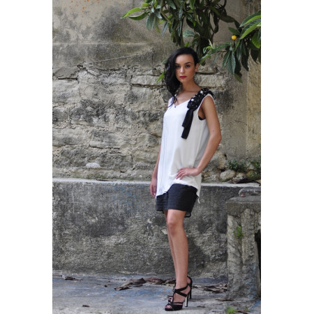 Robe soie blanc doublée noir 36 - 40