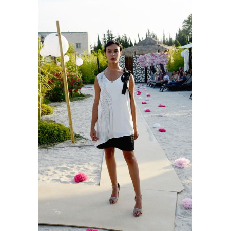 Robe soie blanc doublée noir 36 - 40