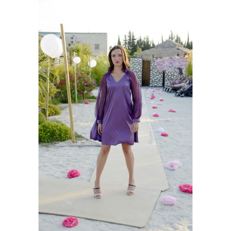 Robe en soie mousseline Mauve 36-40