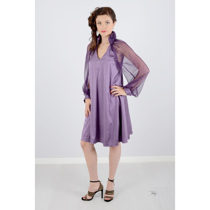 Robe en soie mousseline Mauve 36-40