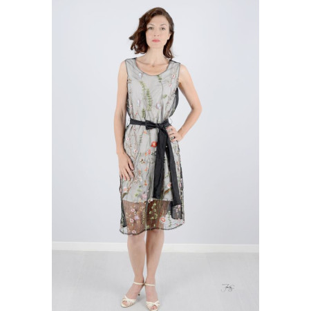 Robe noir bordée fleuri 36-40