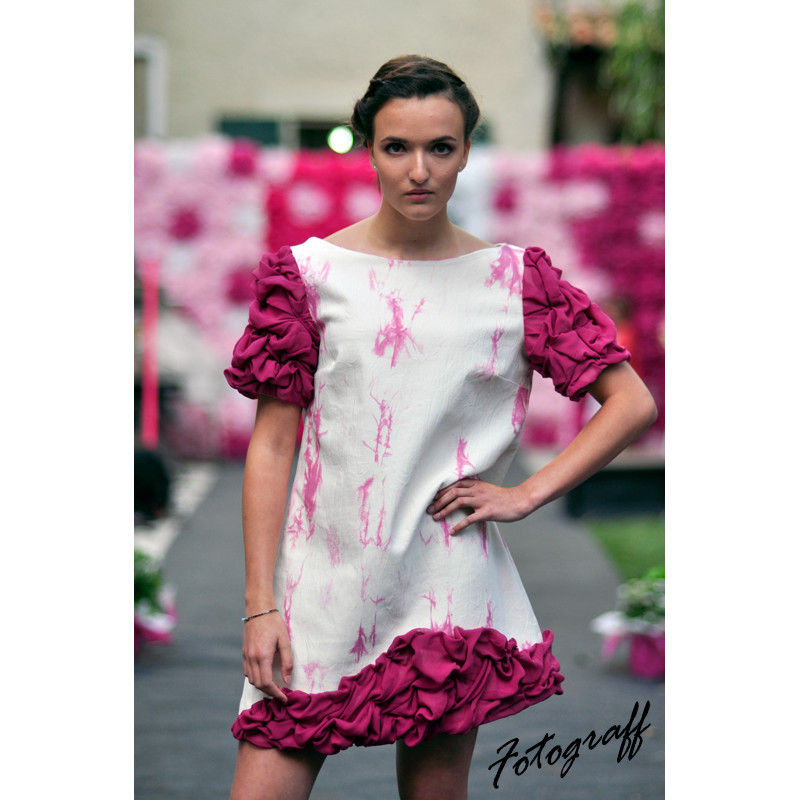 Robe blanc et rose soie 36 - 40