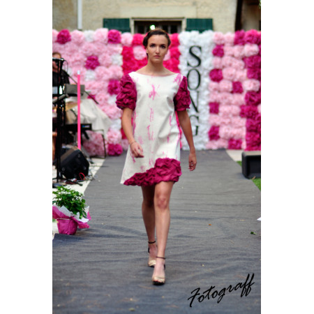 Robe blanc et rose soie 36 - 40