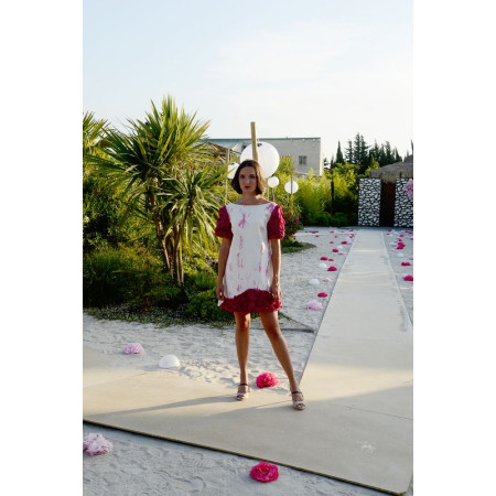 Robe blanc et rose soie 36 - 40