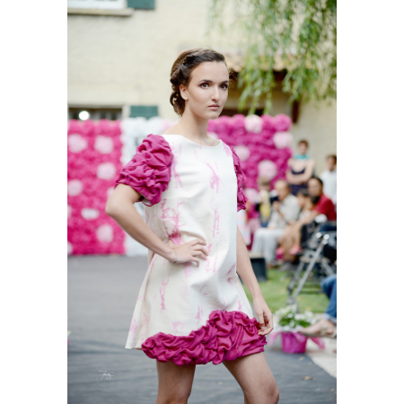 Robe blanc et rose soie 36 - 40