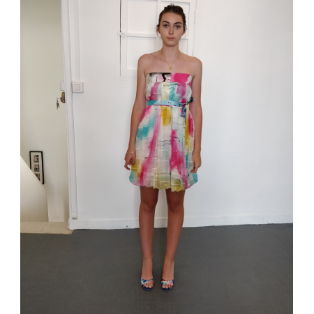 Robe bustier colorée en soie