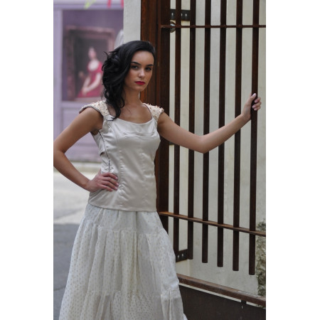 Top en soie mélangée beige 36 - 38