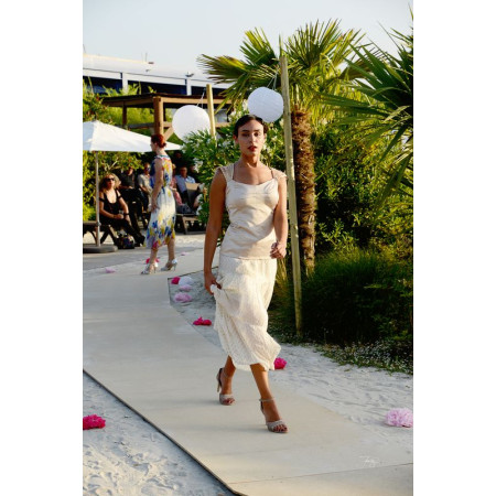 Top en soie mélangée beige 36 - 38