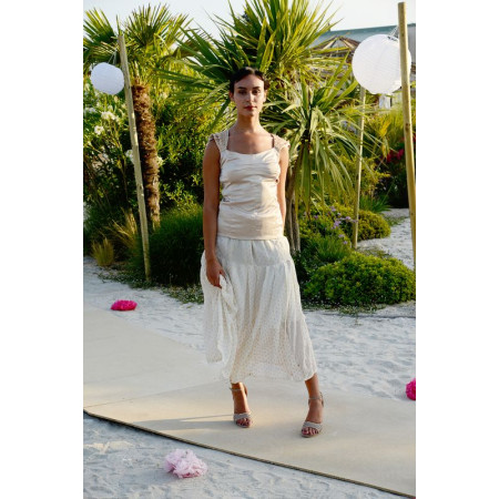 Top en soie mélangée beige 36 - 38