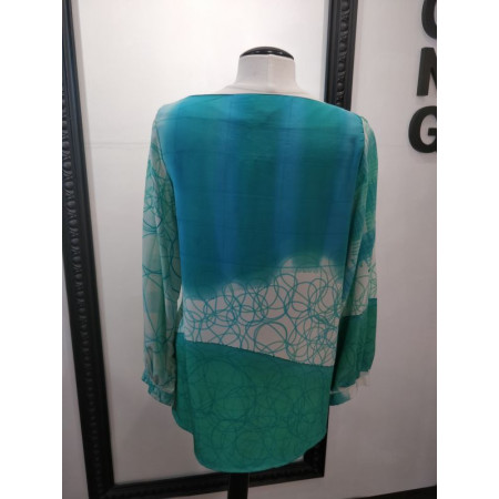 Tunique en soie crêpe de chine peint à la main