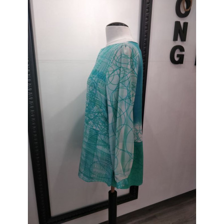 Tunique en soie crêpe de chine peint à la main