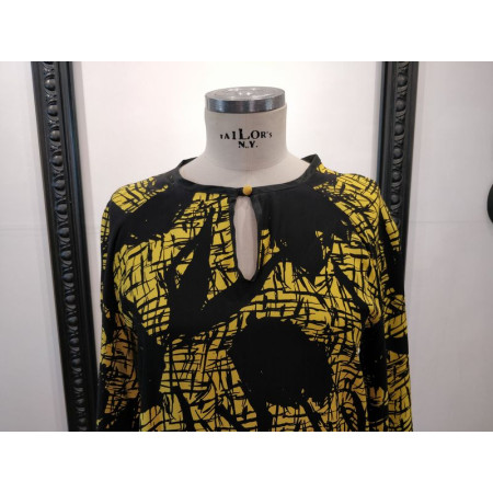 Blouse en soie imprimée jaune et noir