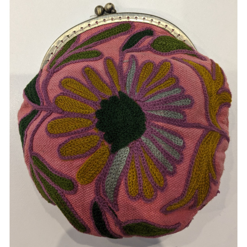 Porte monnaie en tissu borderie