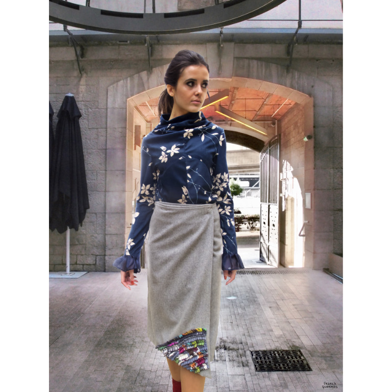 Blouse en velours imprimée