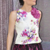 TOP en coton déco fleure