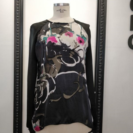 Blouse en soie satin imprimée