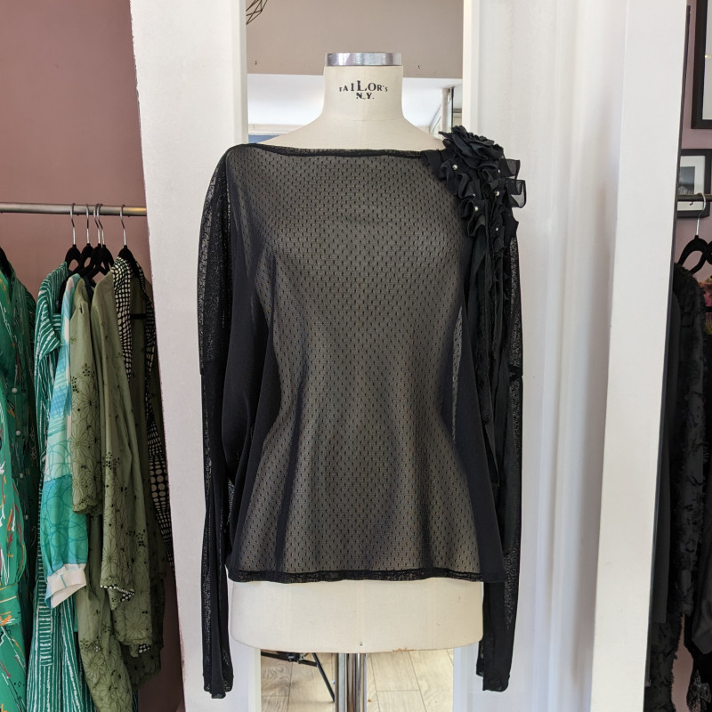 Blouse en tissu transparent élastique