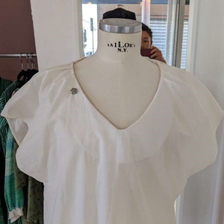 Blouse en coton anglaise manche courte