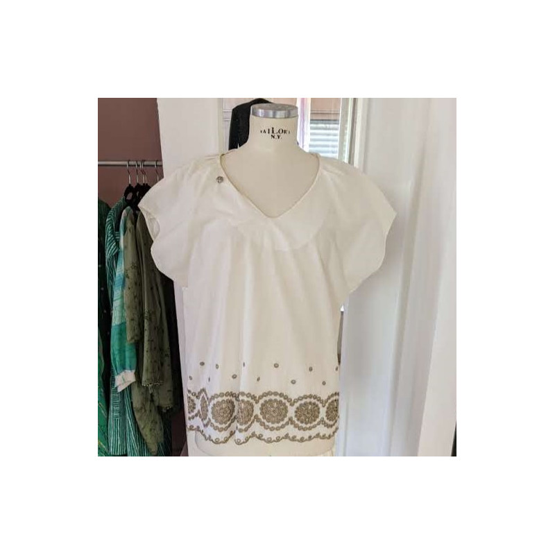 Blouse en coton anglaise manche courte