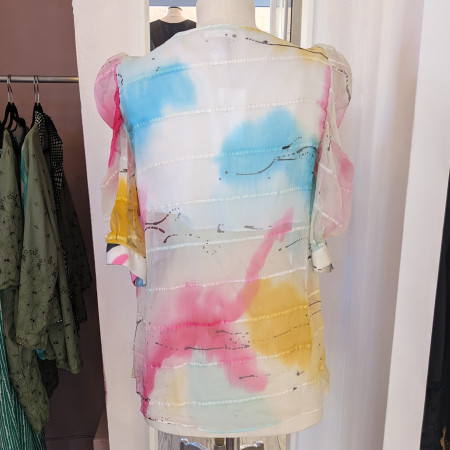 Blouse en soie peinte à la main