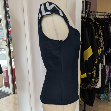 Top style bustier en tissu peinte à la main