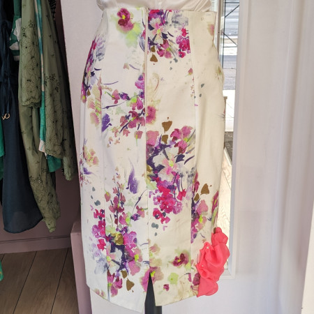 Jupe crayon en coton imprimé fleurs