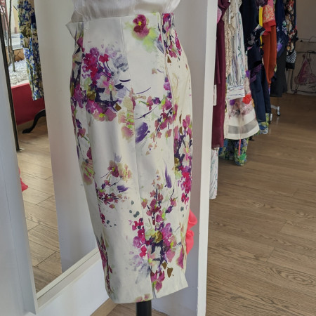 Jupe crayon en coton imprimé fleurs
