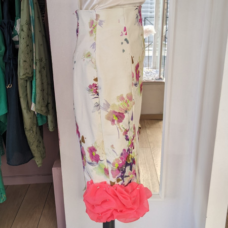 Jupe crayon en coton imprimé fleurs