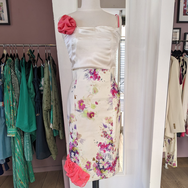 Jupe crayon en coton imprimé fleurs