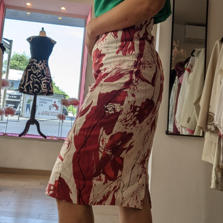 Jupe crayon en coton imprimé