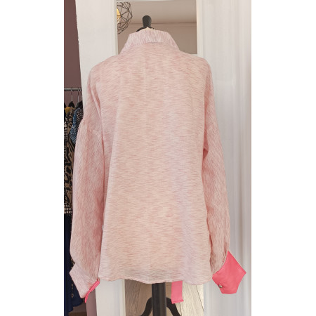 Blouse en coton manches longues et détails de soie
