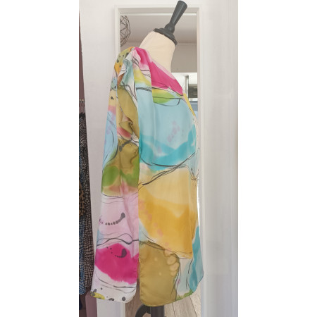 Blouse en soie peinte à la main