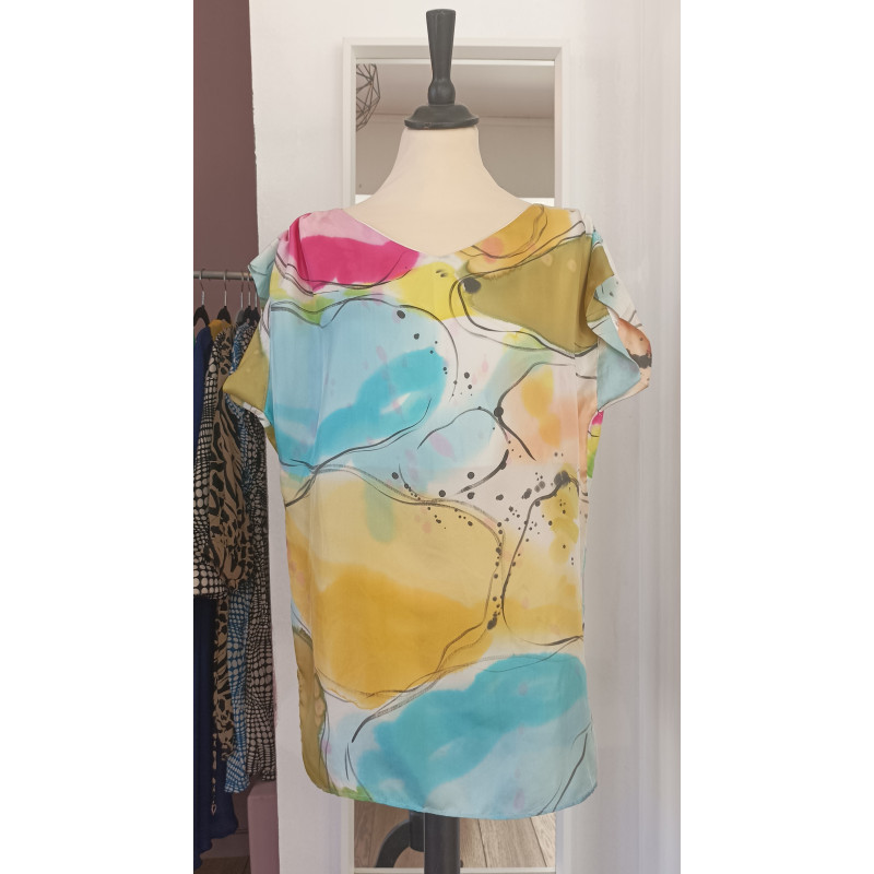 Blouse en soie peinte à la main