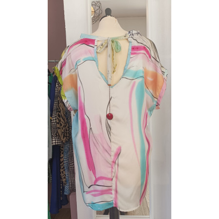 Blouse en soie peinte à la main