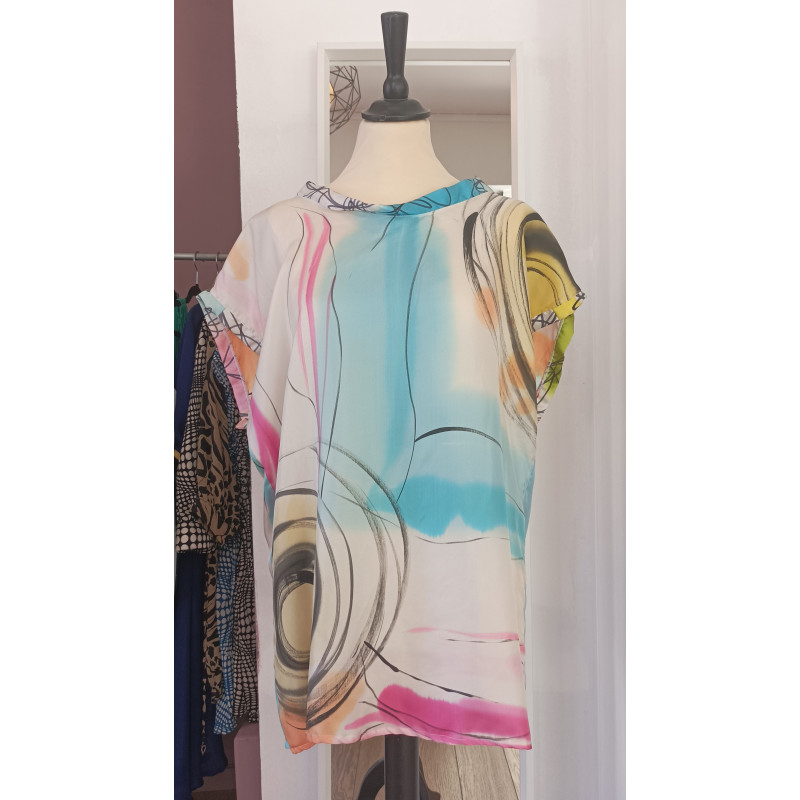 Blouse en soie peinte à la main