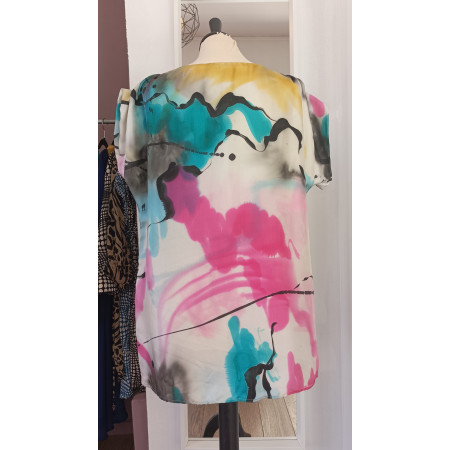 Blouse en soie peinte à la main
