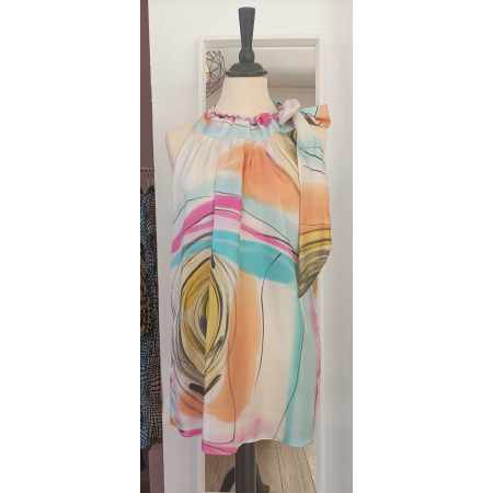 Blouse en soie peinte à la...