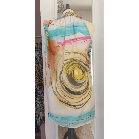 Blouse en soie peinte à la main